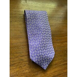 Paolo Gucci Mens Vintage Silk Tie Purple Gold Interlocking G Logo Made in Italy